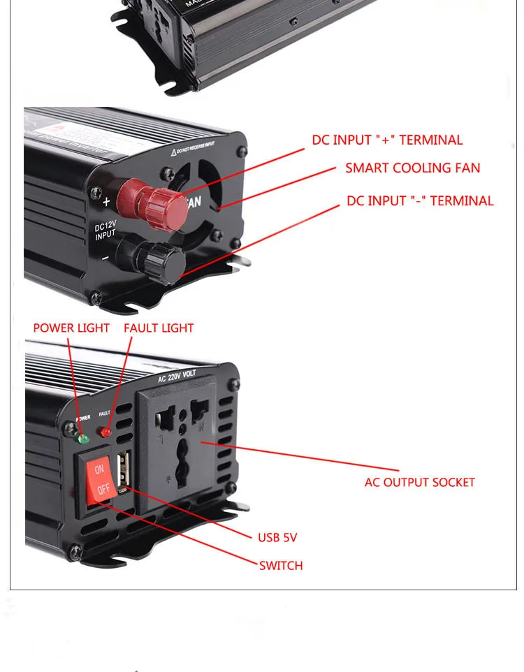300 W/500 W/1000 W/1500 W фары для автомобилей Мощность инверторы 12V 220Vac/230Vac модифицированный синусоидный инвертор Зарядное устройство Питание с USB Зарядное устройство