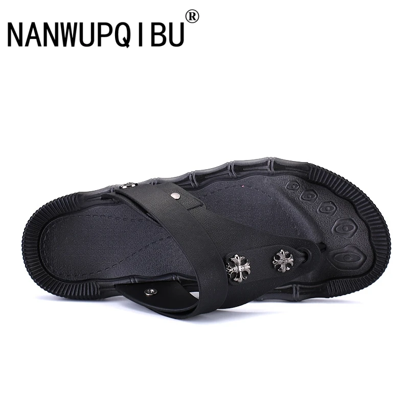 Мужские сандалии на плоской подошве Нескользящие пляжные летняя обувь для улицы