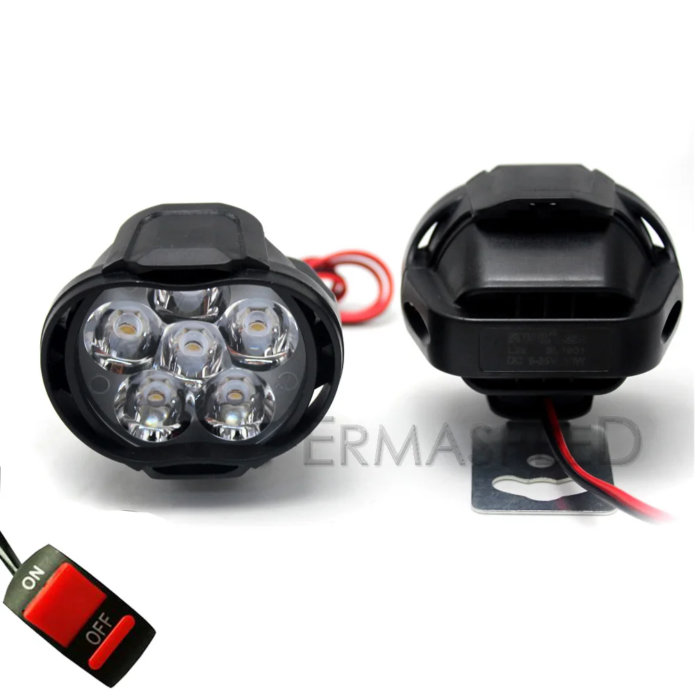 2pcs 6LEDxSwitch Пара мотоцикл светодиодный фары 12V 3000K светодиодные противотуманные лампы с вкл/выкл переключатель для KTM Cafe Racer Kawasaki versys 650 Мотокросс точечные светильники - Цвет: 2pcs 6LEDxSwitch