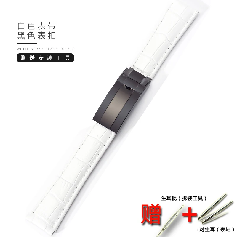 j Watch accessories For Rolex leather watch strap with men's water ghost watch series 20mm ladies sports strap folding buckle - Цвет ремешка: j
