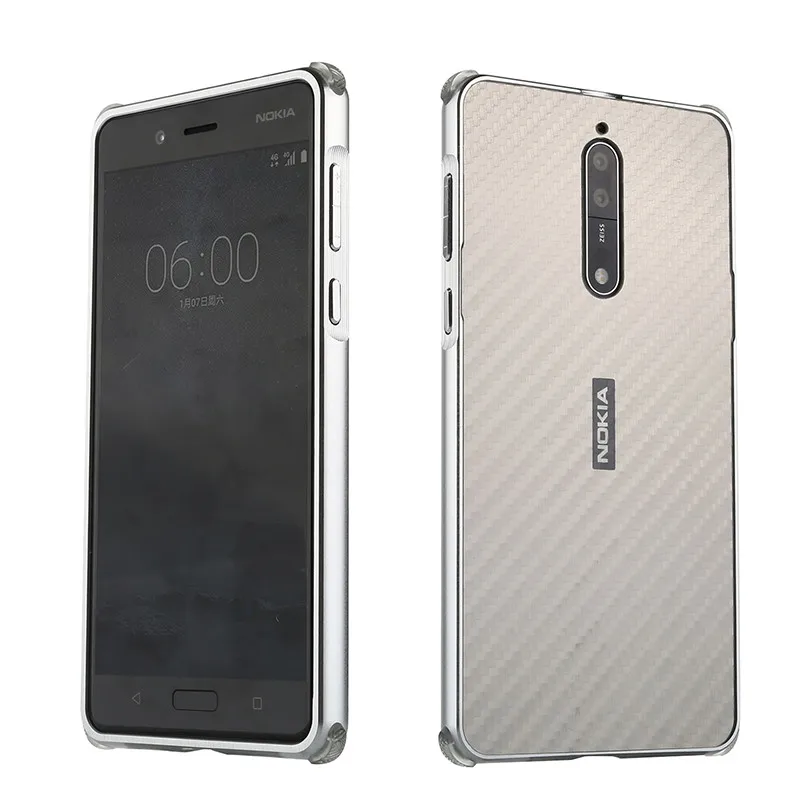 Роскошное Гальванопокрытие металлический бампер для Nokia 8 чехол противоударный PC задняя крышка чехол для телефона из углеродного волокна для Nokia 8(5,3 дюйма
