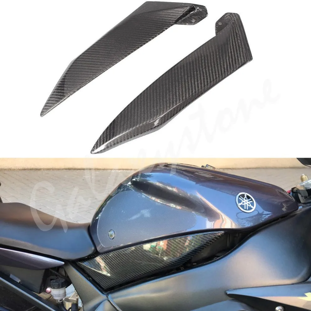Углеродного волокна Танк сбоку наружные щитки обтекатель для Yamaha YZF R1 2002 2003 02 03