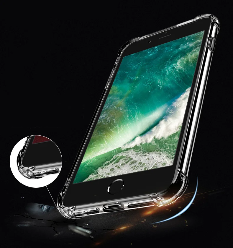 Супер Противоударный прозрачный мягкий чехол для iPhone 7 iphone 6X8 6S Plus силиконовый