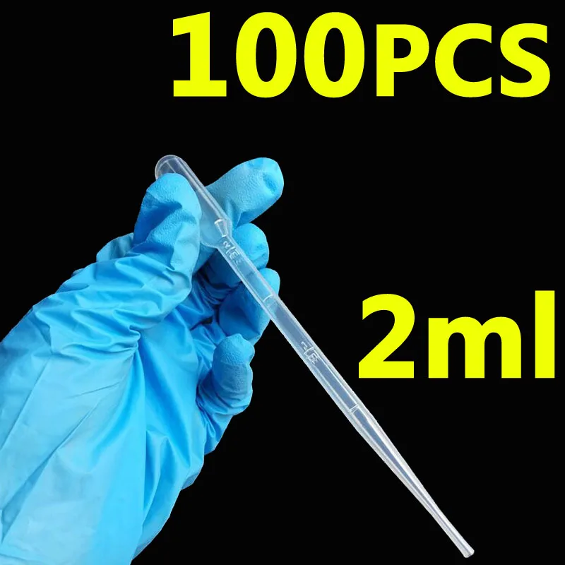 100 шт./лот 2 мл одноразовые пластиковые пипетки для переноса Градуированные из