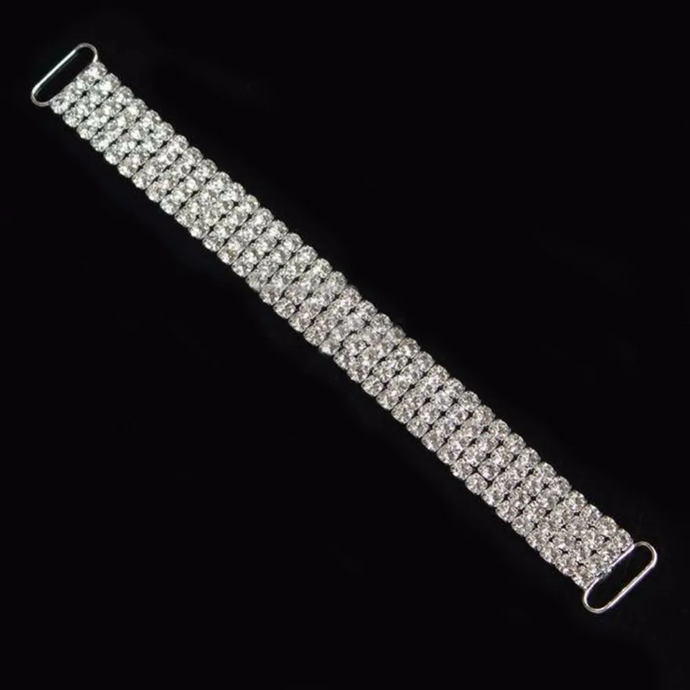 

Free shipping4pcs/lot 4 ROWS Full Crystal Rhinestone Bikini Connectors/ Buckle Metal Chain For Swimming Wear Bikini Decoration