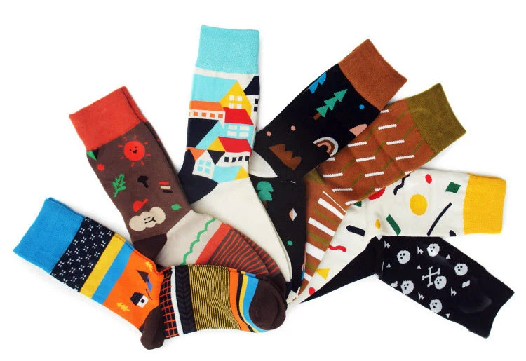 2015 недавно перечисленных Для мужчин и женщин бренд смешно Носки Красочные Хлопок