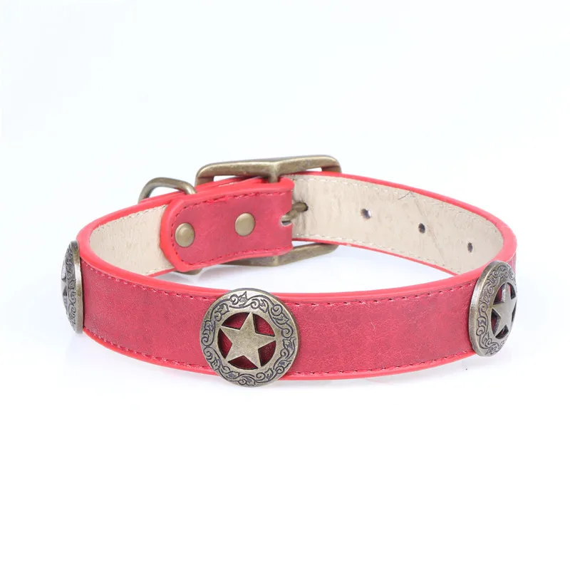 1 PCS Shield Pattern Cool Funny Pet Dog Collars Leather Durable Necklace 4 Colors for Small Dogs Accessories 913 | Дом и сад