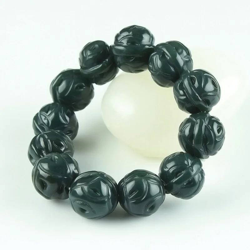 XinJiang HeTian Qing Jade браслеты Прямая поставка счастливый амулет трехмерная резьба