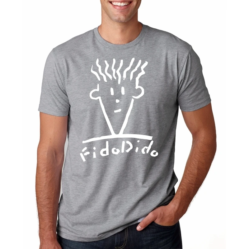 Fido Dido Pop Drink Мужская футболка с рисунком белая футболка с короткими рукавами удобные хлопковые топы плюс размер для мужчин - Цвет: GRAYW10389b