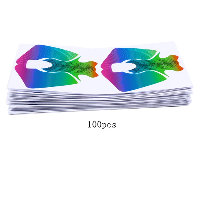 Finger Angel 50/100/500 шт Пластик радужные рыбки Форма формы для наращивания ногтей советы инструмент для маникюра(гель-LM003 - Цвет: 100PCS