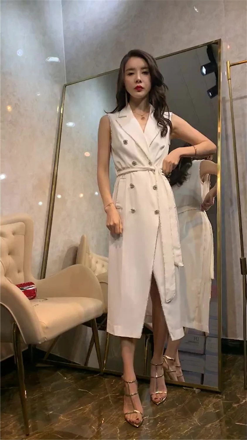 Новинка 2021 летнее женское платье без рукавов средней длины двухстороннее жилет с