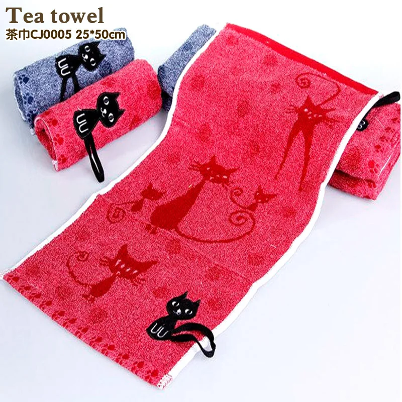 

Tea towel cotton child-towel Fashion cartoon cat towels face towel Deep color