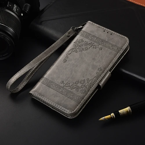 Чехол-Кошелек для Xiaomi Redmi 8A 7A 7 Go Note 8 7 Pro, чехол с ремешком, специальный цветочный чехол с откидной крышкой, чехол с подставкой - Цвет: Gray YL