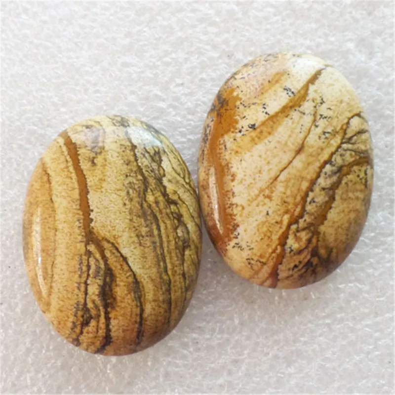 Оптовая продажа овальный кабошон Jaspers с естественным изображением (2 шт./лот) 40x30x8