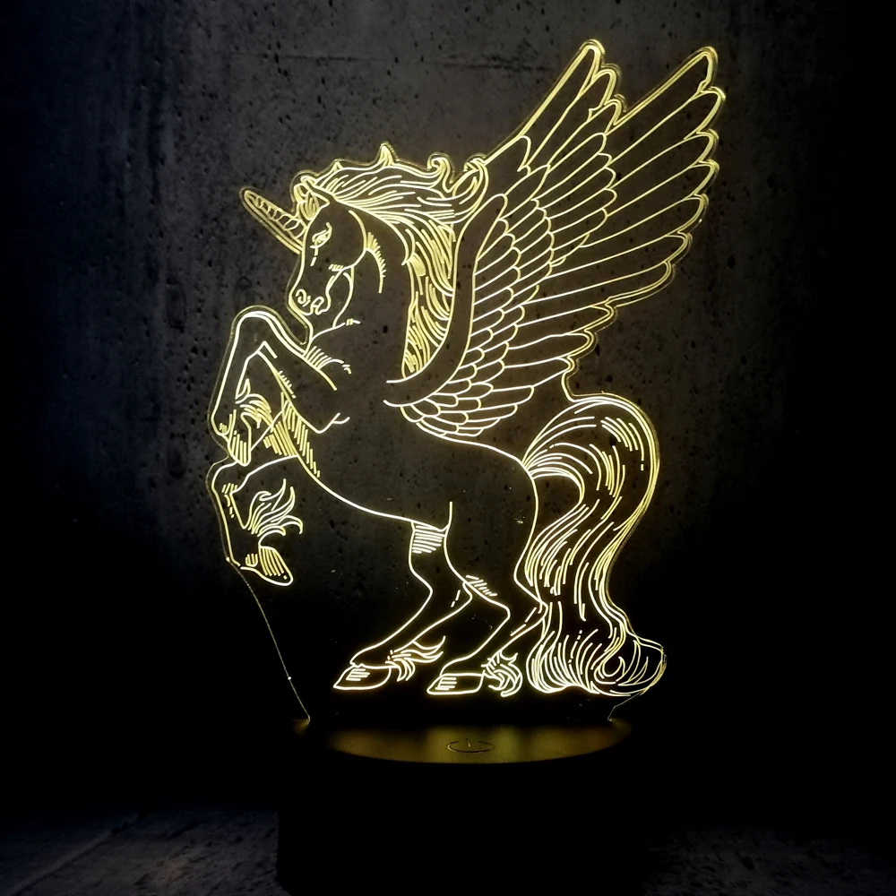 Светодиодная лампа Pegasus 3D ночник декор для детской комнаты подарки детей подарок