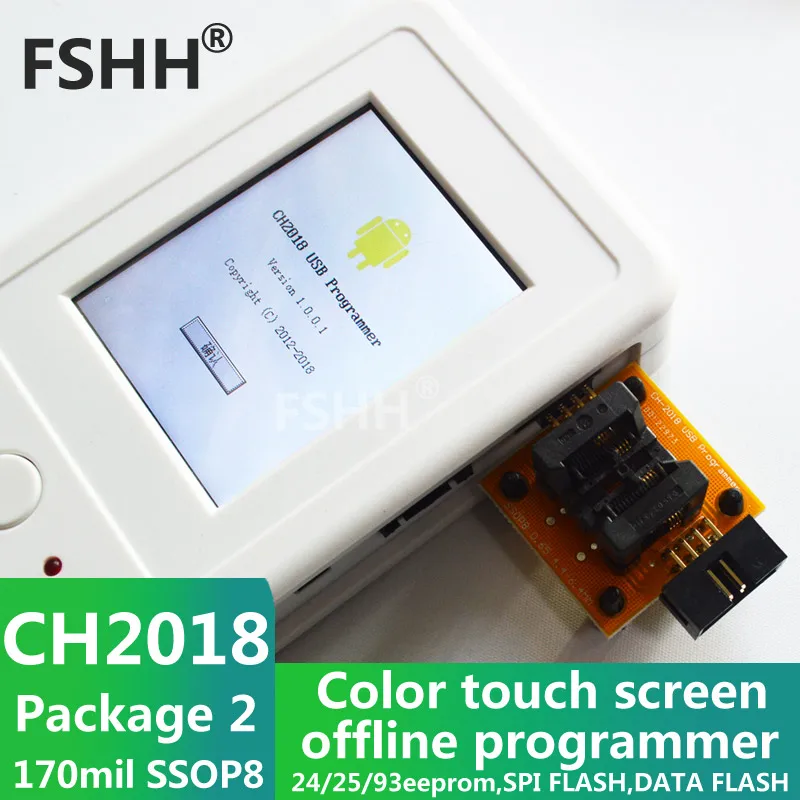 Офлайн программатор CH2018 с цветным экраном SPI 24/25/93EEPROM DATA FLASH адаптером разъема 170mil