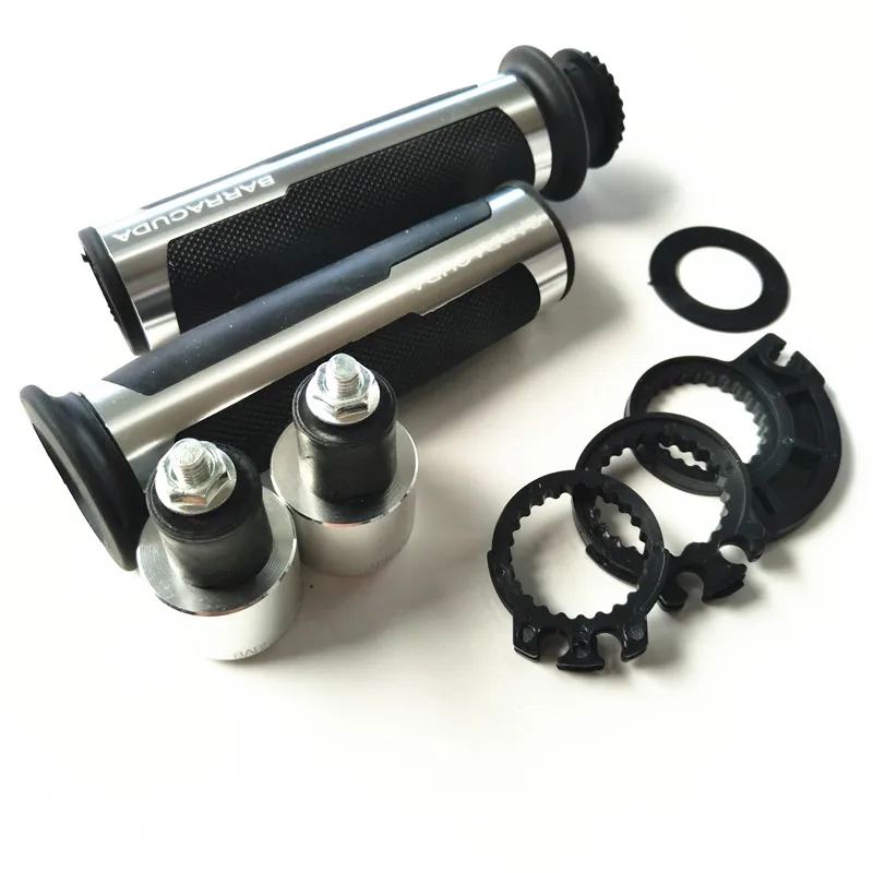 BARRACUDA CNC 7/8 ''мотоциклетные ручки бар колпачки/руль Грипсы Комплект Универсальный 22 мм уличные и гоночные мото гоночное сцепление с коробкой - Цвет: Серебристый