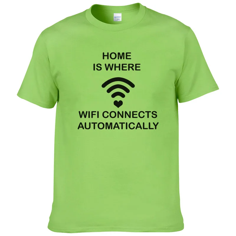Мужская и женская футболка Hoem Is Where новая хлопковая Футболка с Wi Fi соединяется
