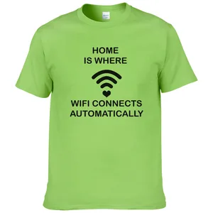 Мужская и женская футболка Hoem Is Where, новая хлопковая Футболка с Wi-Fi, соединяется автоматически, повседневные топы унисекс, стильные футболки #305, лето 2019