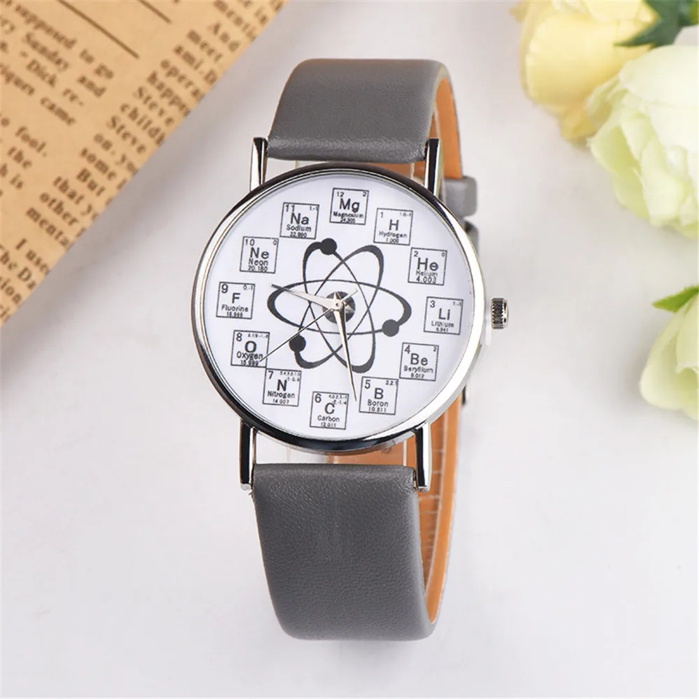 Montre femme горячая распродажа Женские часы Необычные химические элементы повседневные кварцевые наручные часы с кожаным ремешком модные женские часы