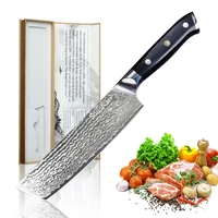 sunnecko 7 inch cleaver knife kitchen knives japanese 73 layers damascus vg10 steel 60hrc sharp cutt chef knife g10 handle