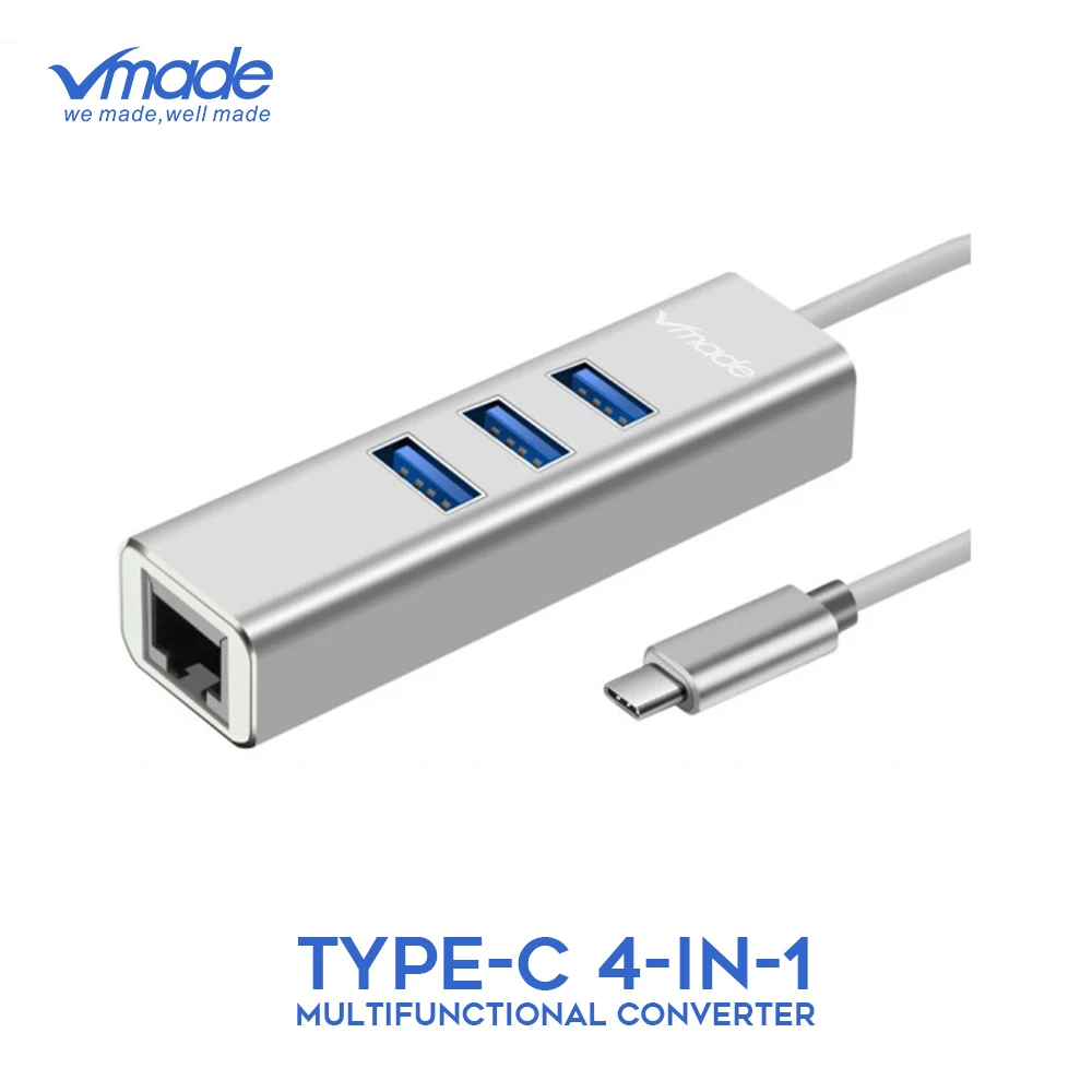 Vmade type-C 3* USB 3,0 концентратор с RJ45 Gigabit Ethernet LAN порт конвертер для ПК планшеты и многое другое type-C Расширенный USB 3,0 адаптер