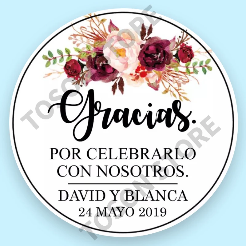 100, Silver laser Customized text logo, Wedding Stickers, Invitations Seals, Candy Favors Gift Boxes Labels, On White Adhesive