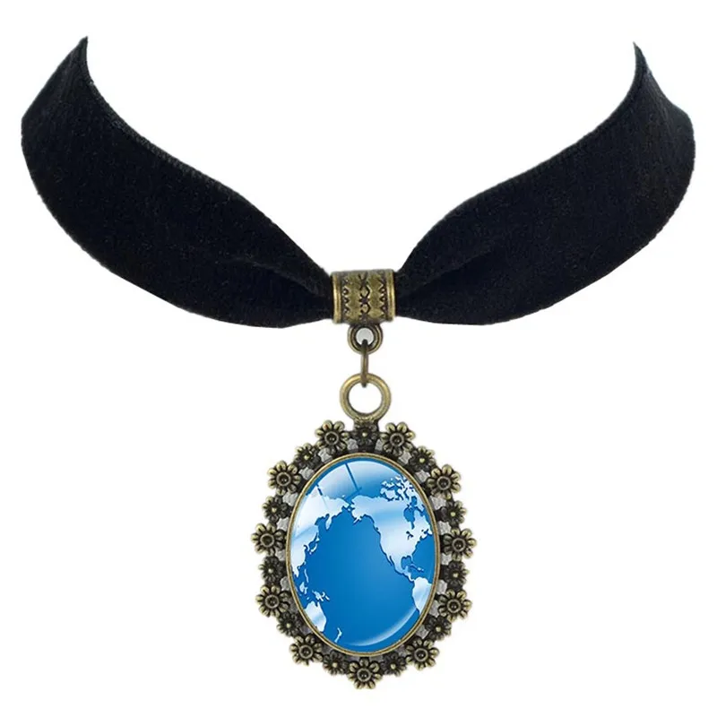 Северная Америка карта Черный Бархатный чокер винтажная Ювелирная подвесной