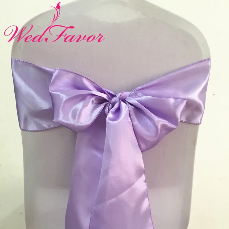 Lavender 25 шт. атласные чехлы для стульев ленты Галстуки Для Свадьба отель банкет украшения вечерние принадлежности - Цвет: Lavender