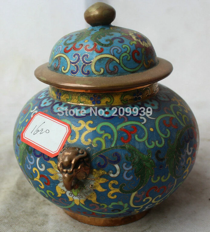 00255 8 &quot клеймо династия китайский дворец Cloisonne бронзовый позолотьте зверь глава