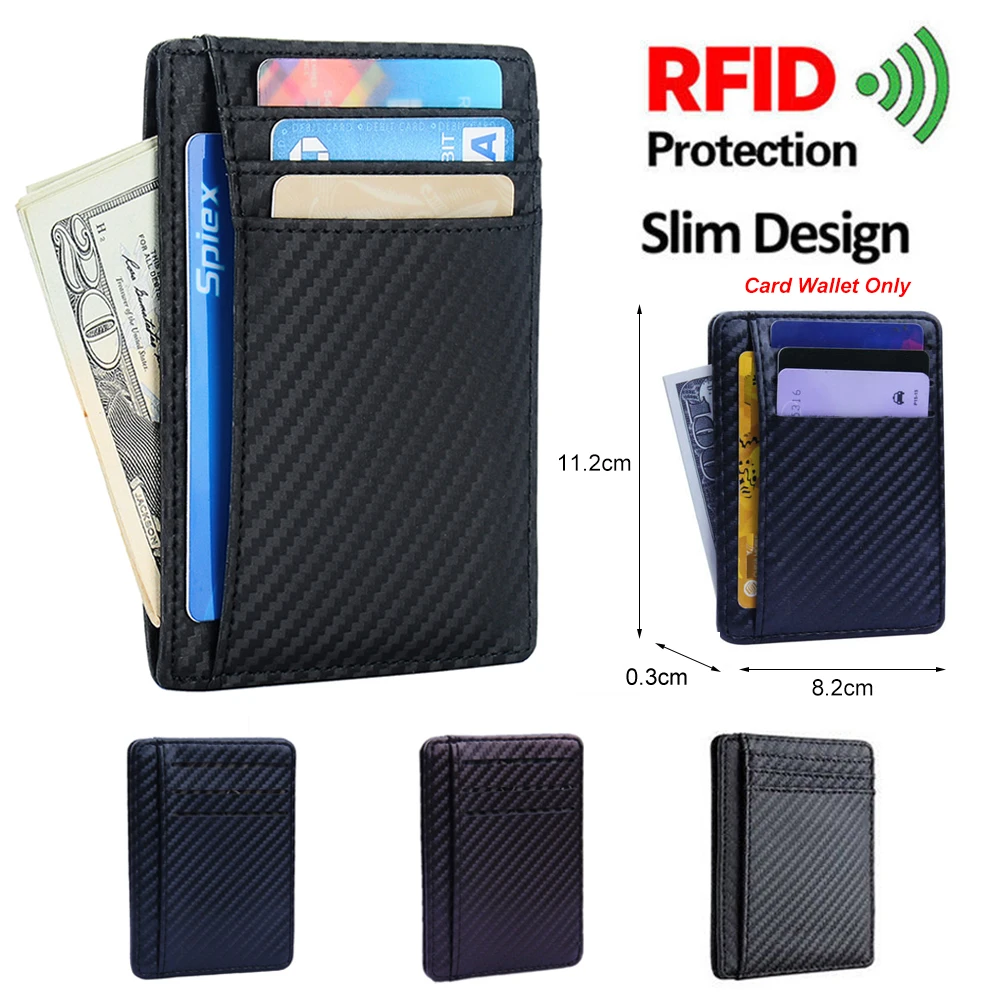 Мужской Тонкий RFID блокирующий кредитный держатель для карт из искусственной кожи Бизнес RFID Анти-главный карбоновый держатель для карт для мужчин и женщин модная сумка
