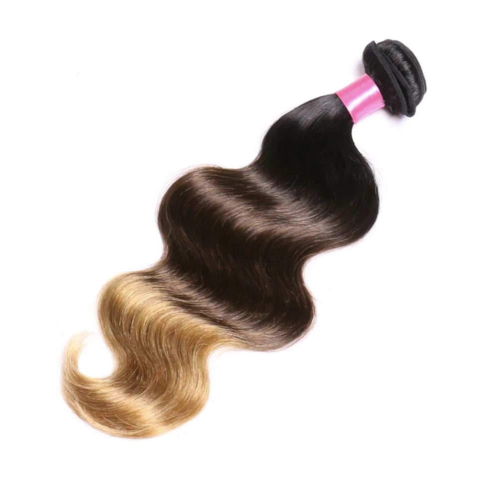 Волосы Хлоя бразильские волнистые 3 оттенка Омбре волосы пряди 1B/4/27 не Реми