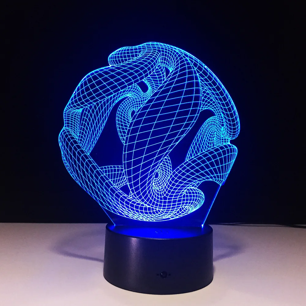 Новинка акриловая 3D лампа USB ночной Светильник абстрактный узор сменные цвета