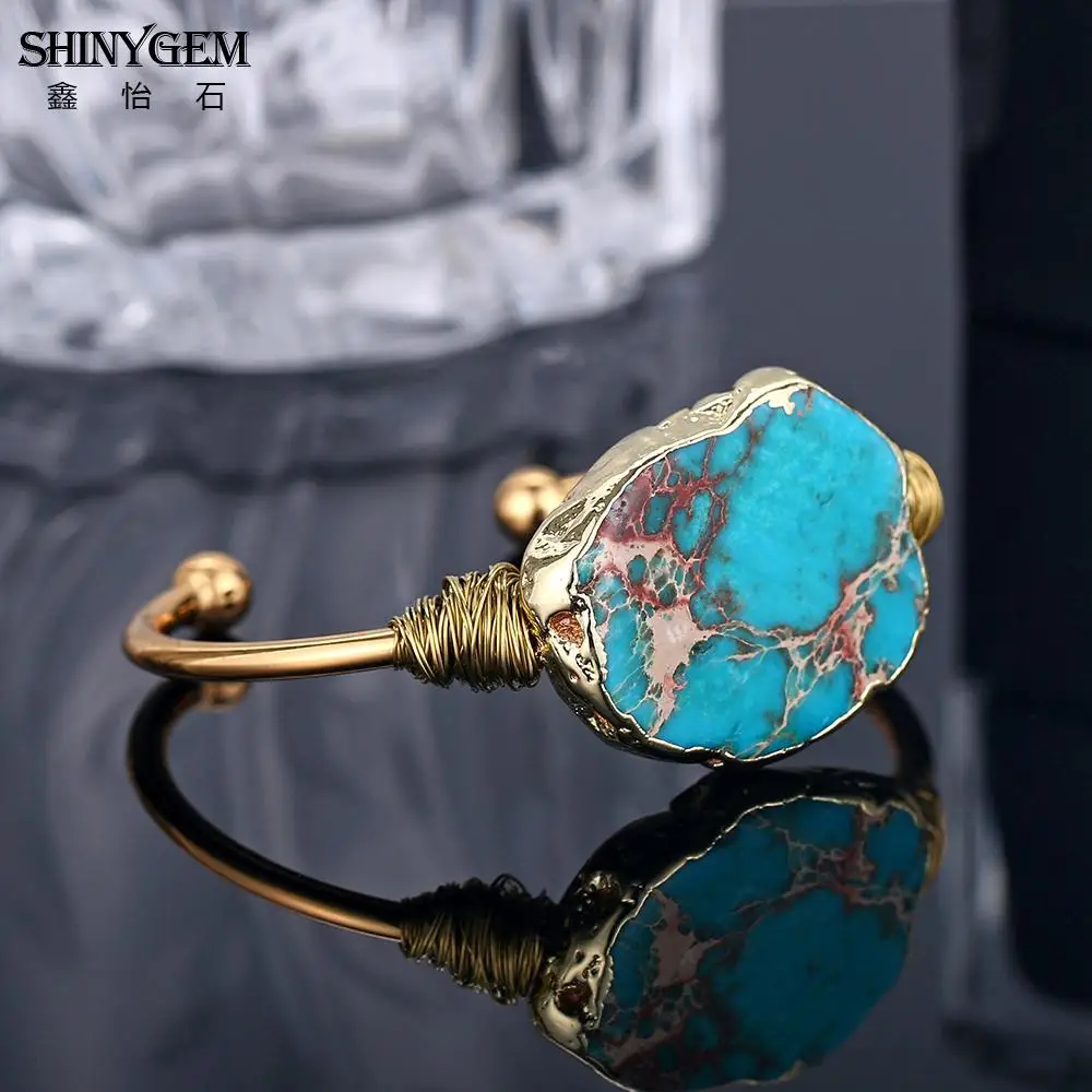 ShinyGem винтажные нерегулярные натуральные морские осадочные браслеты с яшмой