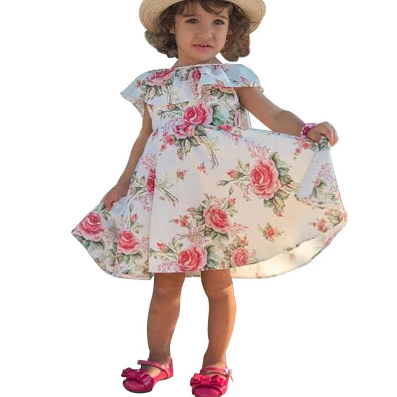 Baby Girls Clothes Floral Printed Cotton Children Toddler Dress Summer 2019 Casual Princess Kids Party Style | Детская одежда и