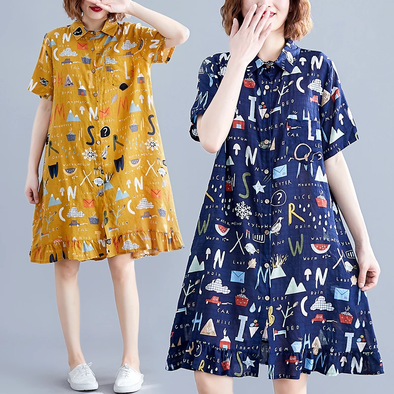 Повседневная хлопковая и льняная блузка с мотивом граффити большие размеры 2019