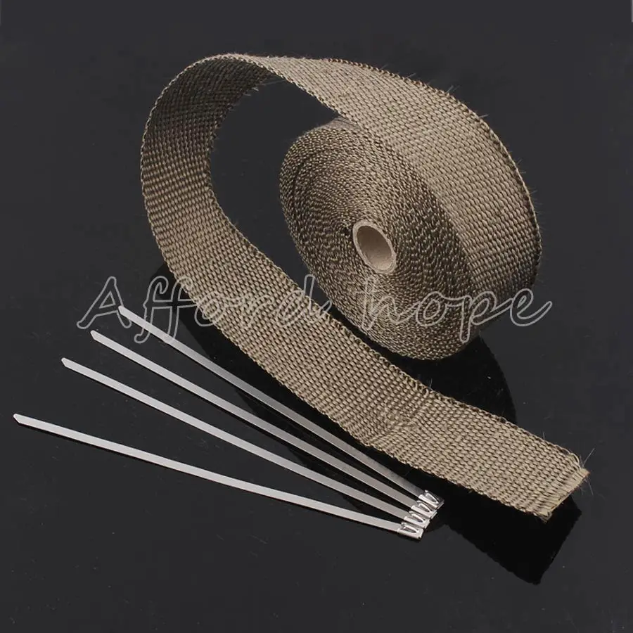 Universal Fit for Car Motorcycle Exhaust Pipe Heat Header Wrap Manifold Downpipe Insulation Thermal Tape Roll 2&quot X 32.8ft Brown |