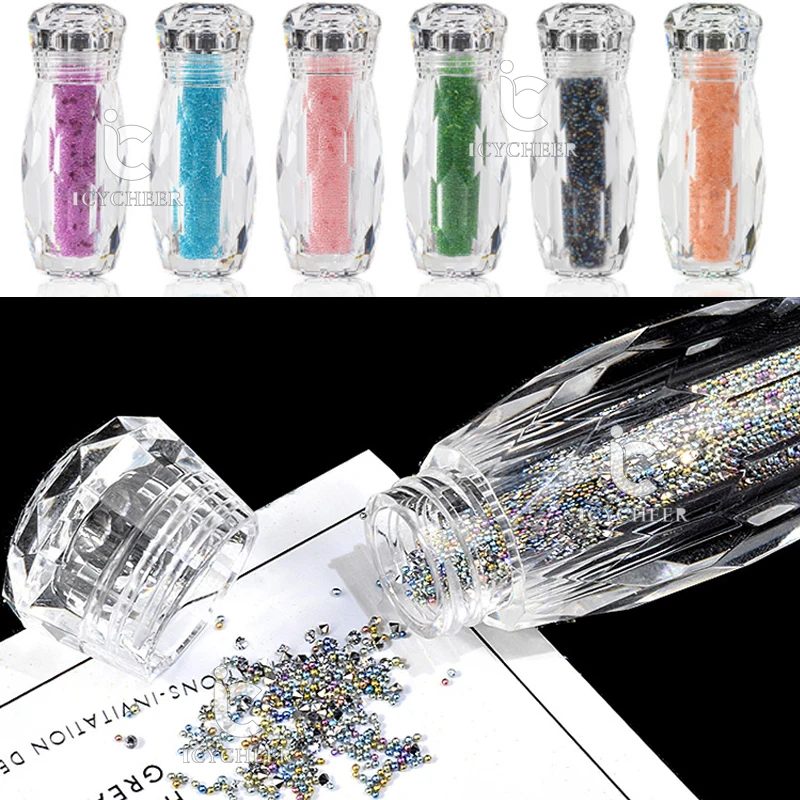 

ICYCHEER Nail Glitter AB Crystal Glass Micro Nail Art Dazzling Caviar Beads 3D Pixie Mermaid Nail Tips Manicure Decoration