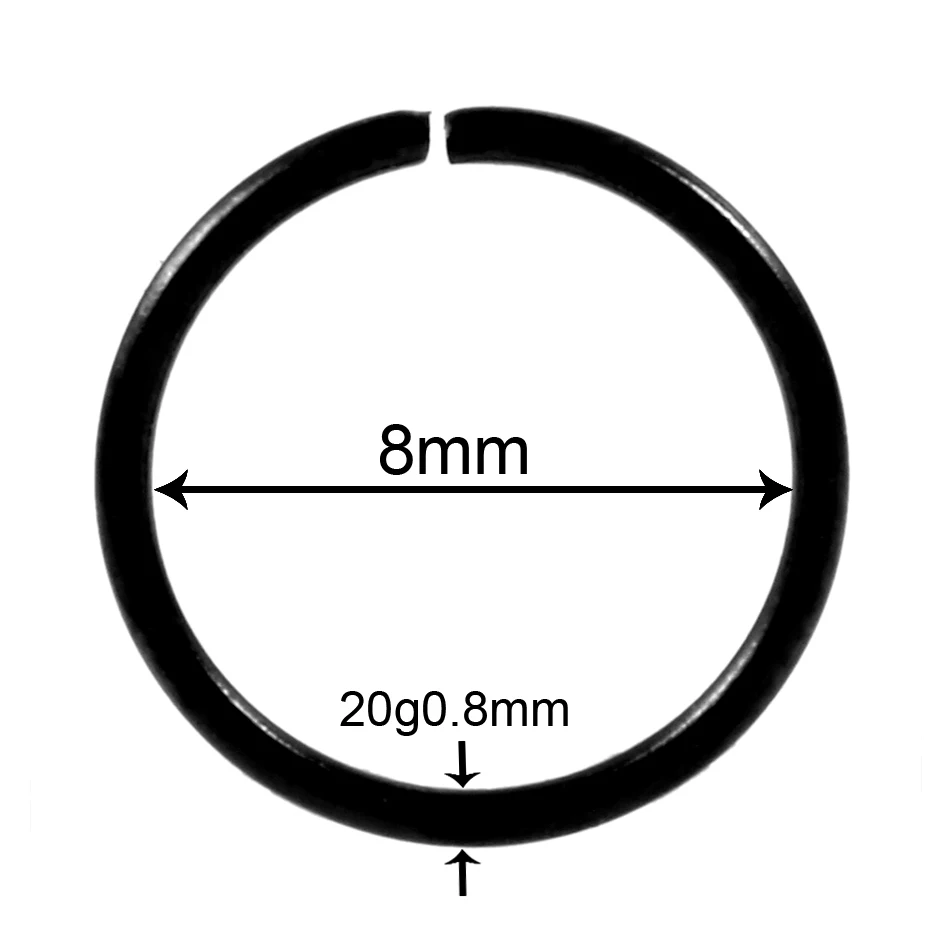 0.8x8mm Nose 1 шт. стальной черный бесшовный шарнирный носовой обруч перегородка кликер пирсинг Сердце Звезда губная серьга, кольцо хряща уха трагус сексуальные ювелирные изделия - Окраска металла: 0.8x8mm Nose