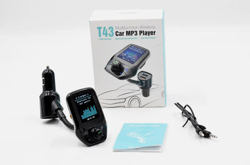 Новый T43 1 8 &quotTFT цветной дисплей QC3.0 Быстрая зарядка Bluetooth автомобильный комплект