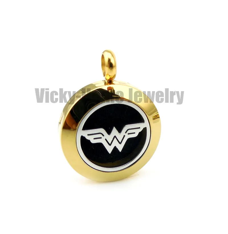 20mm Круглые серебряные и золотые Wonder Woman(20-30 мм) ароматерапия/Essential Масла Нержавеющая сталь диффузор духи медальон - Окраска металла: 20mm