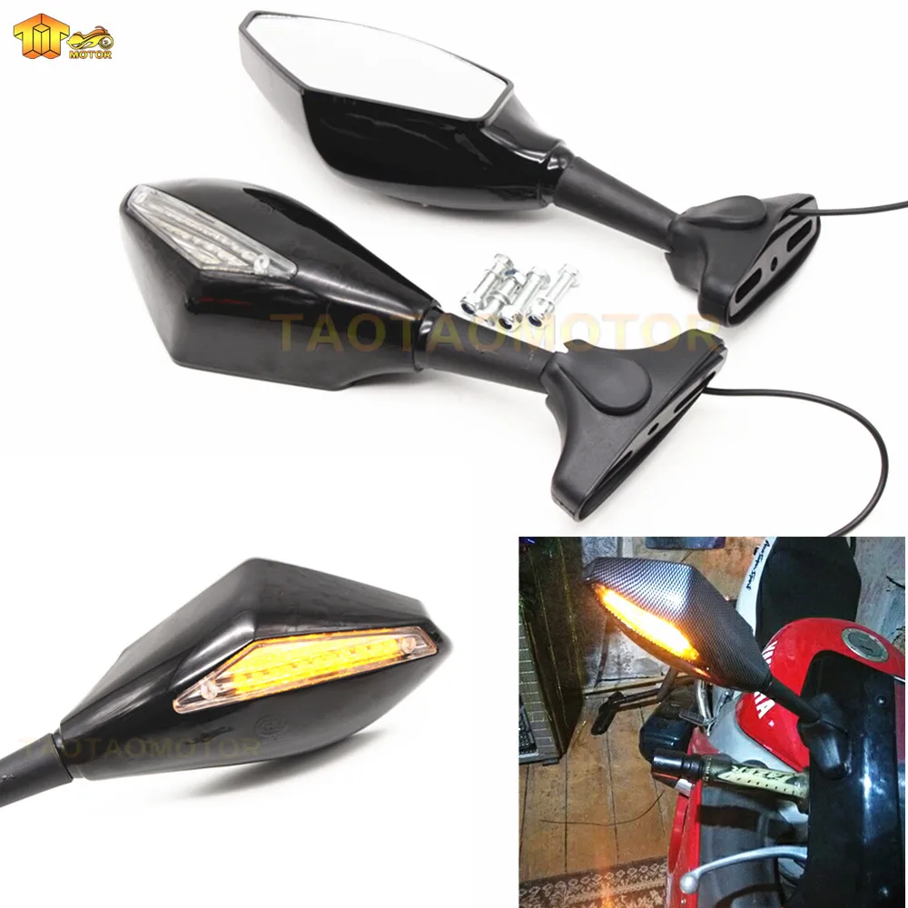 

Черные Светодиодные поворотники интегрированные зеркала для Honda CBR 600 F4i 954 1000 RR / YAMAHA YZF FZR 600 1000 R1 R6 FZ1 / SUZUK GSXR