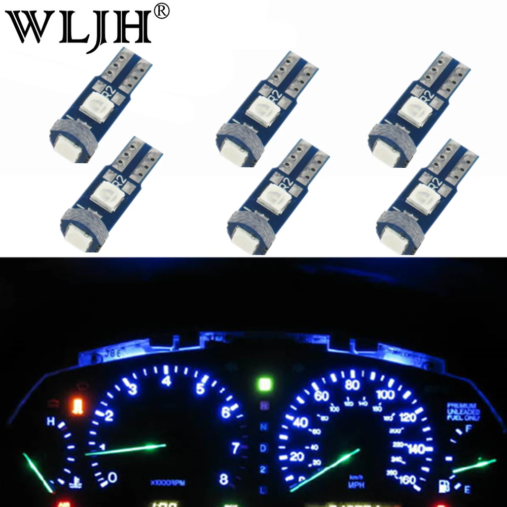 WLJH 6x Canbus T5 Светодиодная лампа 73 74 3030 SMD лампа приборной панели для Subaru BRZ Legacy Tribeca Outback Forester Impreza - Испускаемый цвет: Синий