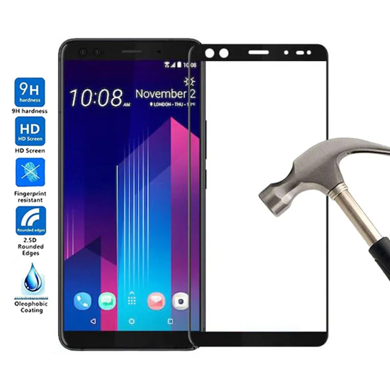 Закаленное защитное стекло 9h 2.5D Экран протектор для htc U12/U12 плюс полное покрытие
