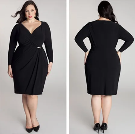ED1506 Black long sleeve evening dress for big size | Свадьбы и торжества