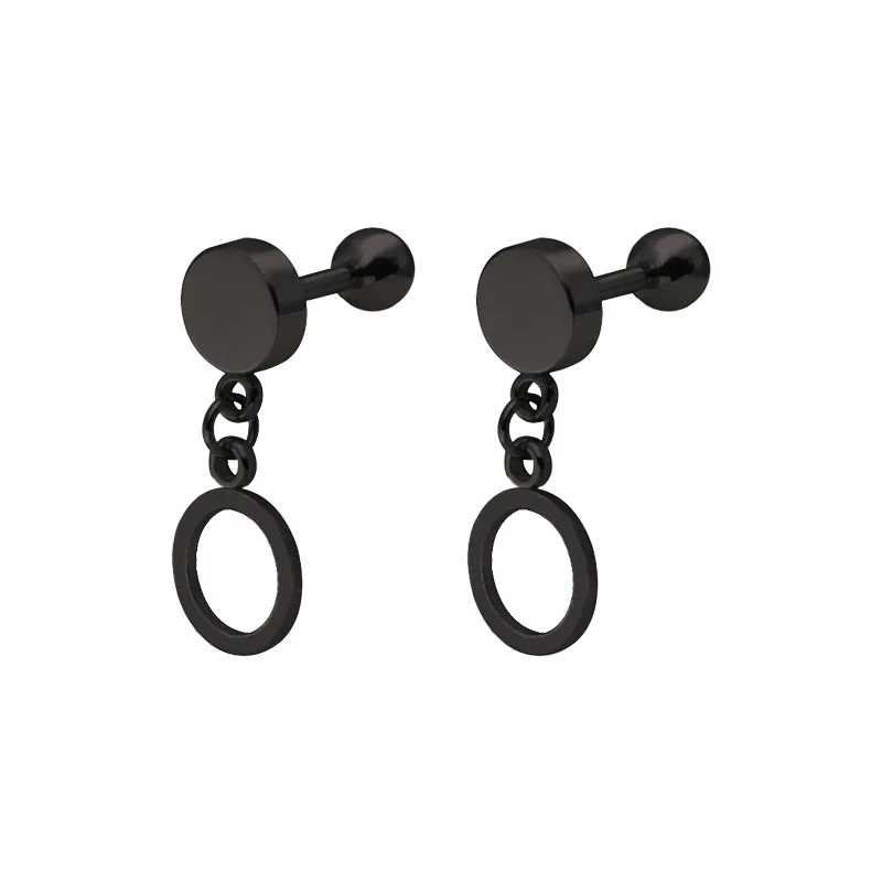 Fashion Romantic Titanium Steel Stainless Gold Black Round Pendant Earrings Women's Fine 2018 Gift | Украшения и аксессуары
