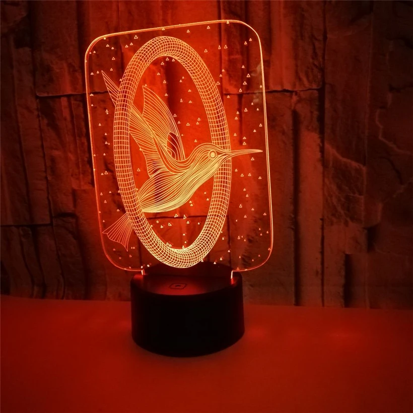 Удивительная летающая птица 3D иллюзия ночник акриловый USB сенсорный пульт 7