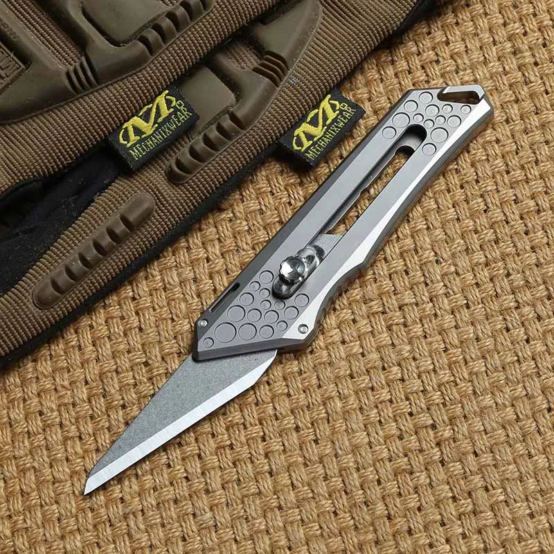 Gray DICORIA 9TIREDC Tirek резак для бумаги нож с титановой ручкой 5Cr15 стальной нож для обрезки карманный нож наружные Ножи EDC инструменты - Цвет: Gray