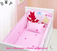 promotion 6pcs cartoon baby crib set unpickbaby bumpers protetor de ber%c3%a7o crib sheet 4bumpersheet