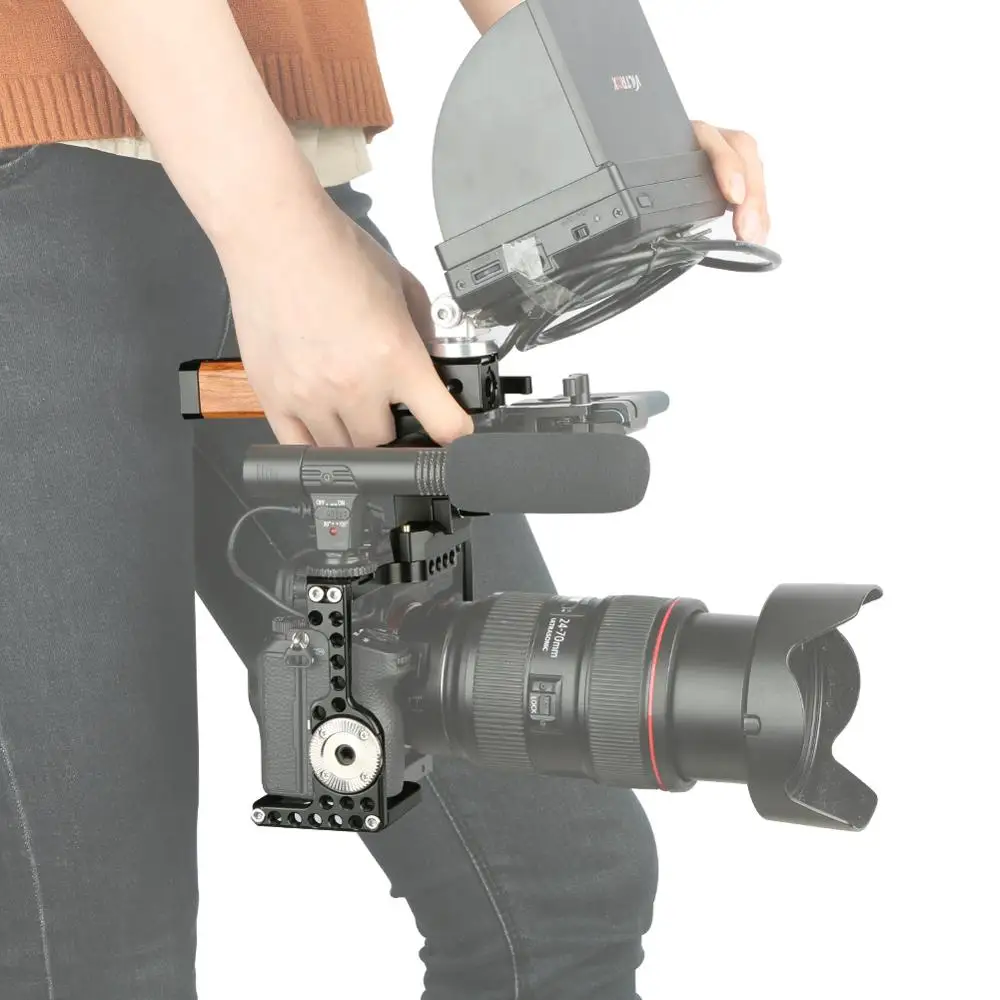 Клетка NICEYRIG для камеры Sony A9 A7MIII A7RIII A7RII A7SII A7II A7S с деревянной верхней ручкой